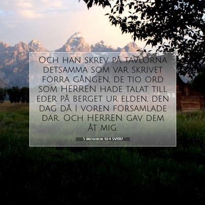 Picture 07 - 5 Mosebok 10:4 SV1917 - Och han skrev på tavlorna detsamma som var - Bible Verse Picture