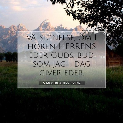 Picture 07 - 5 Mosebok 11:27 SV1917 - välsignelse, om I hören HERRENS eder Guds, bud, - Bible Verse Picture