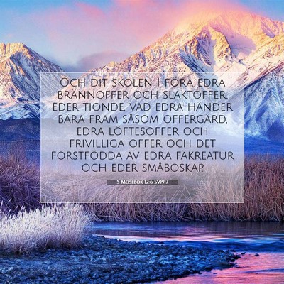 Picture 07 - 5 Mosebok 12:6 SV1917 - Och dit skolen I föra edra brännoffer och - Bible Verse Picture