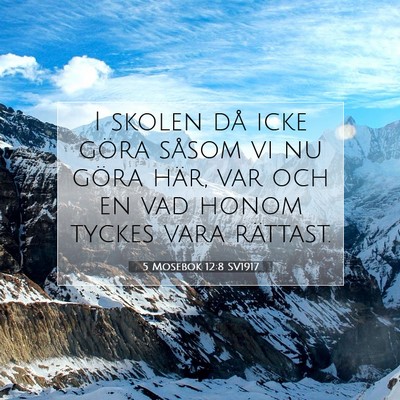 Picture 07 - 5 Mosebok 12:8 SV1917 - I skolen då icke göra såsom vi nu göra här, - Bible Verse Picture