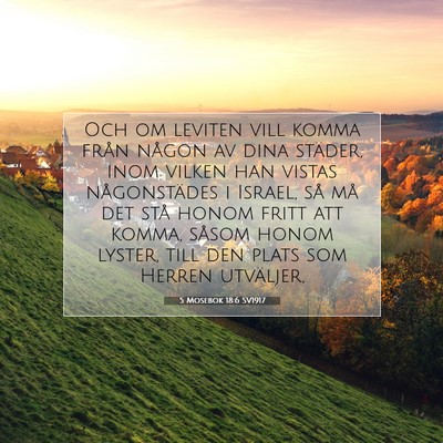 Picture 07 - 5 Mosebok 18:6 SV1917 - Och om leviten vill komma från någon av dina - Bible Verse Picture