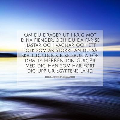 Picture 07 - 5 Mosebok 20:1 SV1917 - Om du drager ut i krig mot dina fiender, och du - Bible Verse Picture