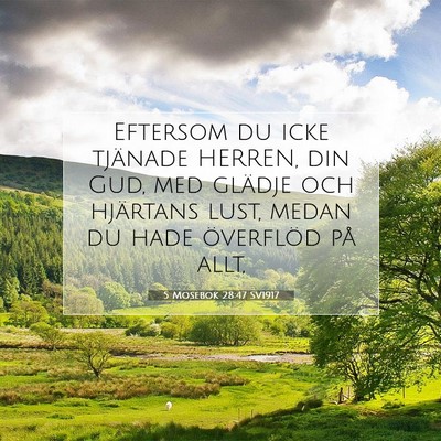 Picture 07 - 5 Mosebok 28:47 SV1917 - Eftersom du icke tjänade HERREN, din Gud, med - Bible Verse Picture