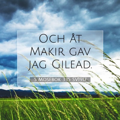 Picture 07 - 5 Mosebok 3:15 SV1917 - Och åt Makir gav jag - Bible Verse Picture