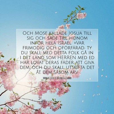 Picture 07 - 5 Mosebok 31:7 SV1917 - Och Mose kallade Josua till sig och sade till - Bible Verse Picture