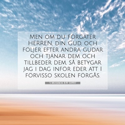 Picture 07 - 5 Mosebok 8:19 SV1917 - Men om du förgäter HERREN, din Gud, och följer - Bible Verse Picture