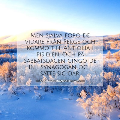 Picture 07 - Apostlagärningarna 13:14 SV1917 - Men själva foro de vidare från Perge och kommo - Bible Verse Picture