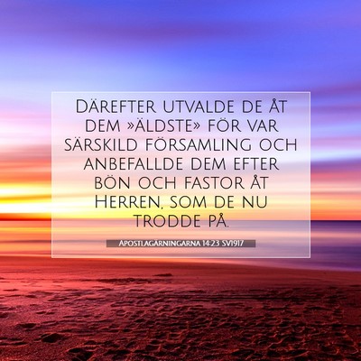 Picture 07 - Apostlagärningarna 14:23 SV1917 - Därefter utvalde de åt dem »äldste» för var - Bible Verse Picture