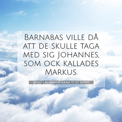 Picture 07 - Apostlagärningarna 15:37 SV1917 - Barnabas ville då att de skulle taga med sig - Bible Verse Picture