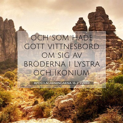 Picture 07 - Apostlagärningarna 16:2 SV1917 - och som hade gott vittnesbörd om sig av - Bible Verse Picture
