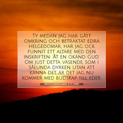 Picture 07 - Apostlagärningarna 17:23 SV1917 - Ty medan jag har gått omkring och betraktat edra - Bible Verse Picture