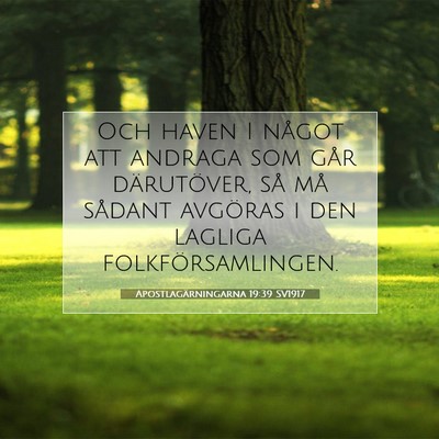 Picture 07 - Apostlagärningarna 19:39 SV1917 - Och haven I något att andraga som går - Bible Verse Picture