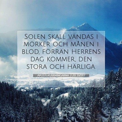 Picture 07 - Apostlagärningarna 2:20 SV1917 - Solen skall vändas i mörker och månen i blod, - Bible Verse Picture