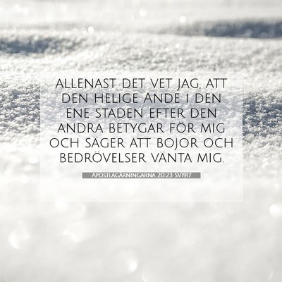 Picture 07 - Apostlagärningarna 20:23 SV1917 - allenast det vet jag, att den helige Ande i den - Bible Verse Picture