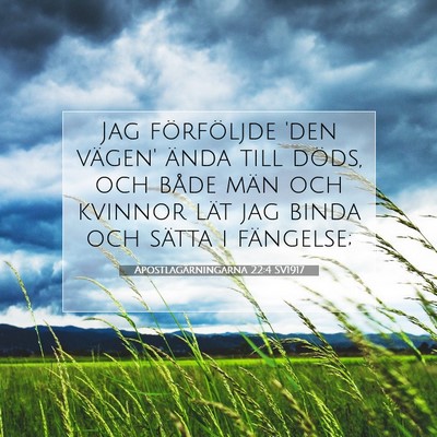 Picture 07 - Apostlagärningarna 22:4 SV1917 - Jag förföljde 'den vägen' ända till döds, - Bible Verse Picture