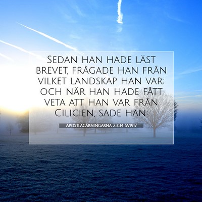 Picture 07 - Apostlagärningarna 23:34 SV1917 - Sedan han hade läst brevet, frågade han från - Bible Verse Picture