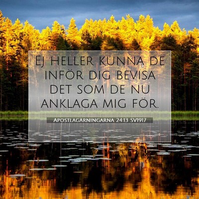 Picture 07 - Apostlagärningarna 24:13 SV1917 - Ej heller kunna de inför dig bevisa det som de - Bible Verse Picture