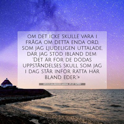 Picture 07 - Apostlagärningarna 24:21 SV1917 - om det icke skulle vara i fråga om detta enda - Bible Verse Picture