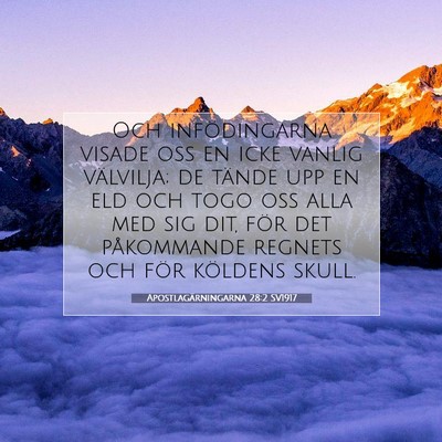 Picture 07 - Apostlagärningarna 28:2 SV1917 - Och infödingarna visade oss en icke vanlig - Bible Verse Picture