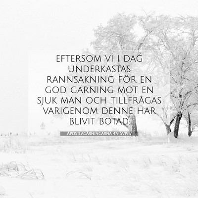 Picture 07 - Apostlagärningarna 4:9 SV1917 - eftersom vi i dag underkastas rannsakning för en - Bible Verse Picture