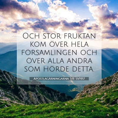 Picture 07 - Apostlagärningarna 5:11 SV1917 - Och stor fruktan kom över hela församlingen och - Bible Verse Picture