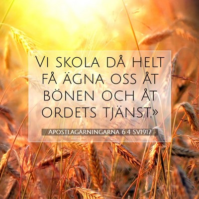 Picture 07 - Apostlagärningarna 6:4 SV1917 - Vi skola då helt få ägna oss åt bönen och - Bible Verse Picture