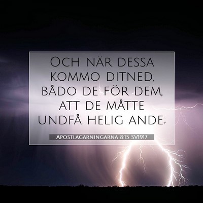 Picture 07 - Apostlagärningarna 8:15 SV1917 - Och när dessa kommo ditned, bådo de för dem, - Bible Verse Picture