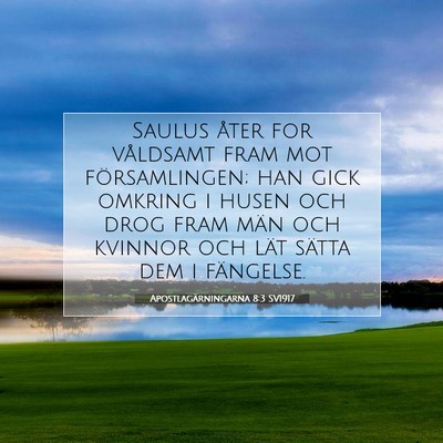 Picture 07 - Apostlagärningarna 8:3 SV1917 - Saulus åter for våldsamt fram mot - Bible Verse Picture