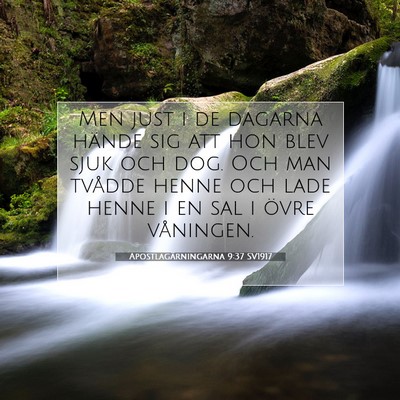 Picture 07 - Apostlagärningarna 9:37 SV1917 - Men just i de dagarna hände sig att hon blev - Bible Verse Picture