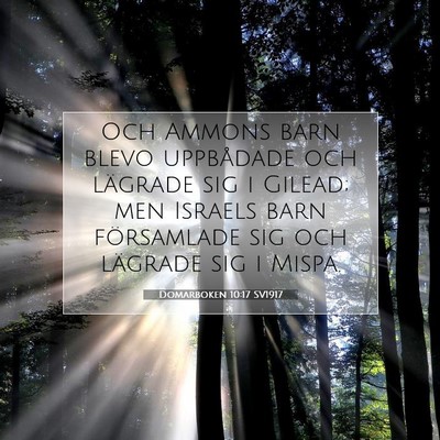 Picture 07 - Domarboken 10:17 SV1917 - Och Ammons barn blevo uppbådade och lägrade sig - Bible Verse Picture