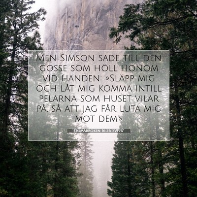 Picture 07 - Domarboken 16:26 SV1917 - Men Simson sade till den gosse som höll honom - Bible Verse Picture