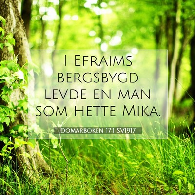 Picture 07 - Domarboken 17:1 SV1917 - I Efraims bergsbygd levde en man som hette - Bible Verse Picture