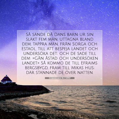 Picture 07 - Domarboken 18:2 SV1917 - Så sände då Dans barn ur sin släkt fem män, - Bible Verse Picture