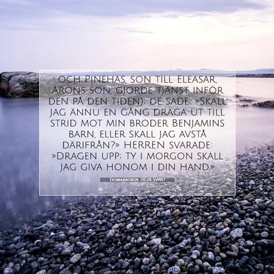 Picture 07 - Domarboken 20:28 SV1917 - och Pinehas, son till Eleasar, Arons son, gjorde - Bible Verse Picture