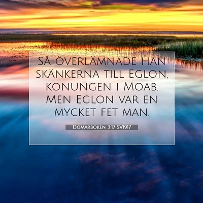 Picture 07 - Domarboken 3:17 SV1917 - Så överlämnade han skänkerna till Eglon, - Bible Verse Picture