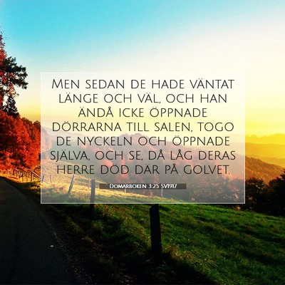 Picture 07 - Domarboken 3:25 SV1917 - Men sedan de hade väntat länge och väl, och - Bible Verse Picture
