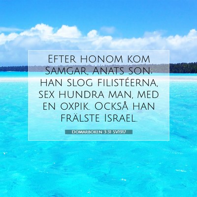 Picture 07 - Domarboken 3:31 SV1917 - Efter honom kom Samgar, Anats son; han slog - Bible Verse Picture