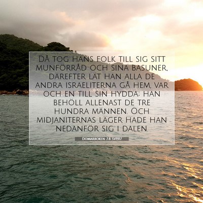 Picture 07 - Domarboken 7:8 SV1917 - Då tog hans folk till sig sitt munförråd och - Bible Verse Picture