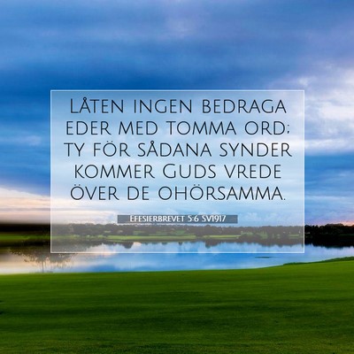 Picture 07 - Efesierbrevet 5:6 SV1917 - Låten ingen bedraga eder med tomma ord; ty för - Bible Verse Picture