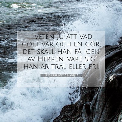 Picture 07 - Efesierbrevet 6:8 SV1917 - I veten ju att vad gott var och en gör, det - Bible Verse Picture