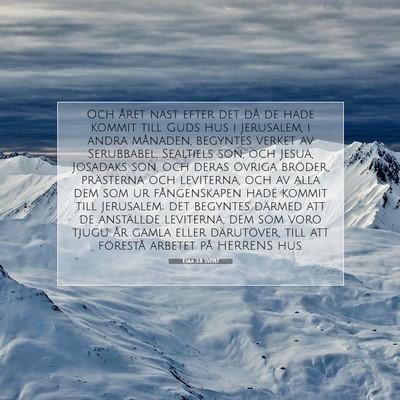 Picture 07 - Esra 3:8 SV1917 - Och året näst efter det då de hade kommit till - Bible Verse Picture