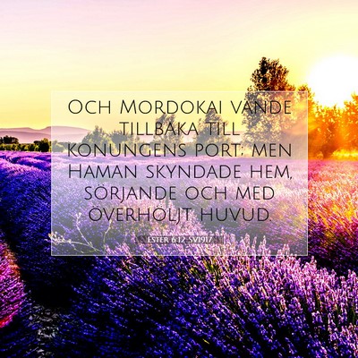 Picture 07 - Ester 6:12 SV1917 - Och Mordokai vände tillbaka till konungens port; - Bible Verse Picture