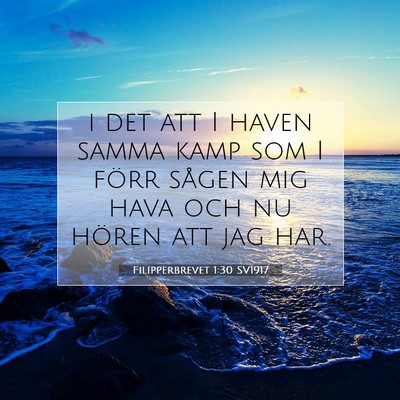 Picture 07 - Filipperbrevet 1:30 SV1917 - i det att I haven samma kamp som I förr sågen - Bible Verse Picture