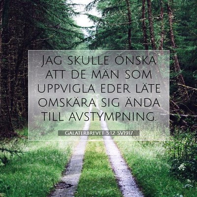 Picture 07 - Galaterbrevet 5:12 SV1917 - Jag skulle önska att de män som uppvigla eder - Bible Verse Picture