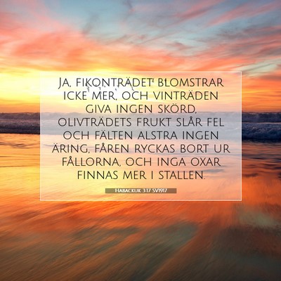 Picture 07 - Habackuk 3:17 SV1917 - Ja, fikonträdet blomstrar icke mer, och - Bible Verse Picture