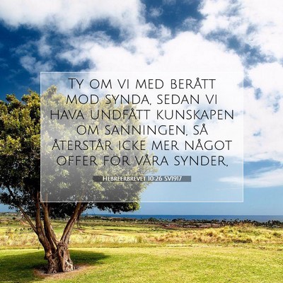 Picture 07 - Hebreerbrevet 10:26 SV1917 - Ty om vi med berått mod synda, sedan vi hava - Bible Verse Picture