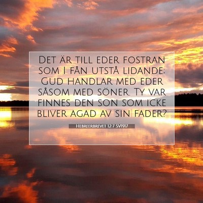 Picture 07 - Hebreerbrevet 12:7 SV1917 - Det är till eder fostran som I fån utstå - Bible Verse Picture