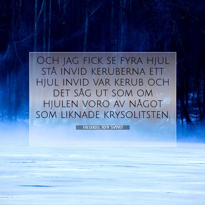 Picture 07 - Hesekiel 10:9 SV1917 - Och jag fick se fyra hjul stå invid keruberna - Bible Verse Picture