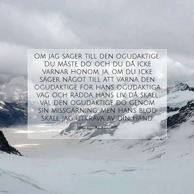 Picture 07 - Hesekiel 3:18 SV1917 - Om jag säger till den ogudaktige: 'Du måste - Bible Verse Picture