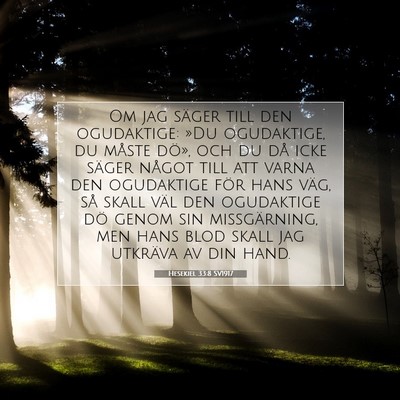 Picture 07 - Hesekiel 33:8 SV1917 - Om jag säger till den ogudaktige: »Du - Bible Verse Picture